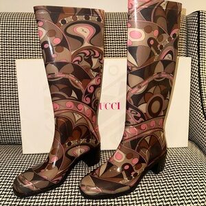 Pucci Women's Pink and Brown Patterned Boots